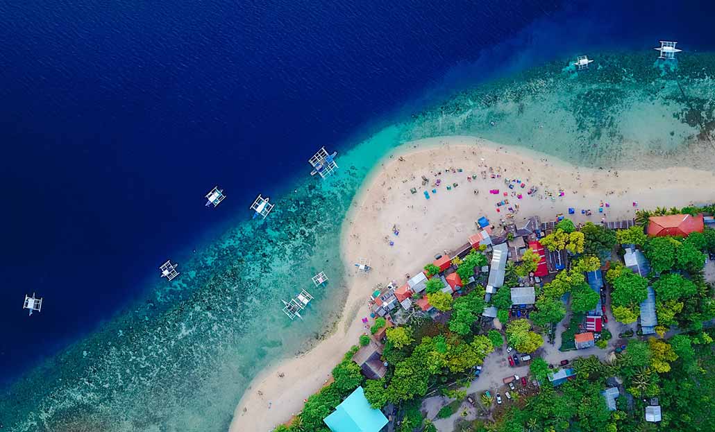 Aerial View of Moalboal white sand beach